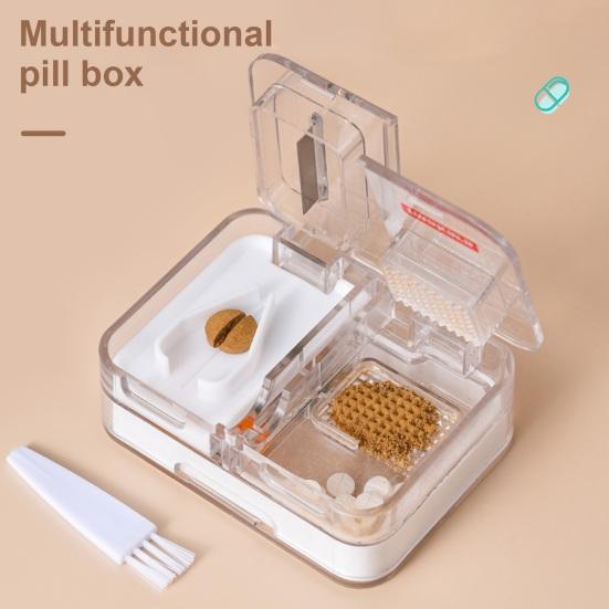 

Yousheng Portable Multi-Functional Medicine Box Pill Organizer Clear Design Airtight Moisture-Proof Compact Pill Dispenser with Cutter зелёный