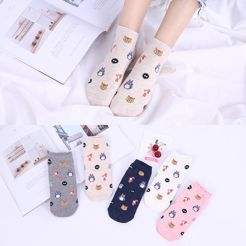 5 Pairs Anime Cartoon Socks Cosplay Cute Animal Invisible Boat Socks Anime Pattern Ladies Socks