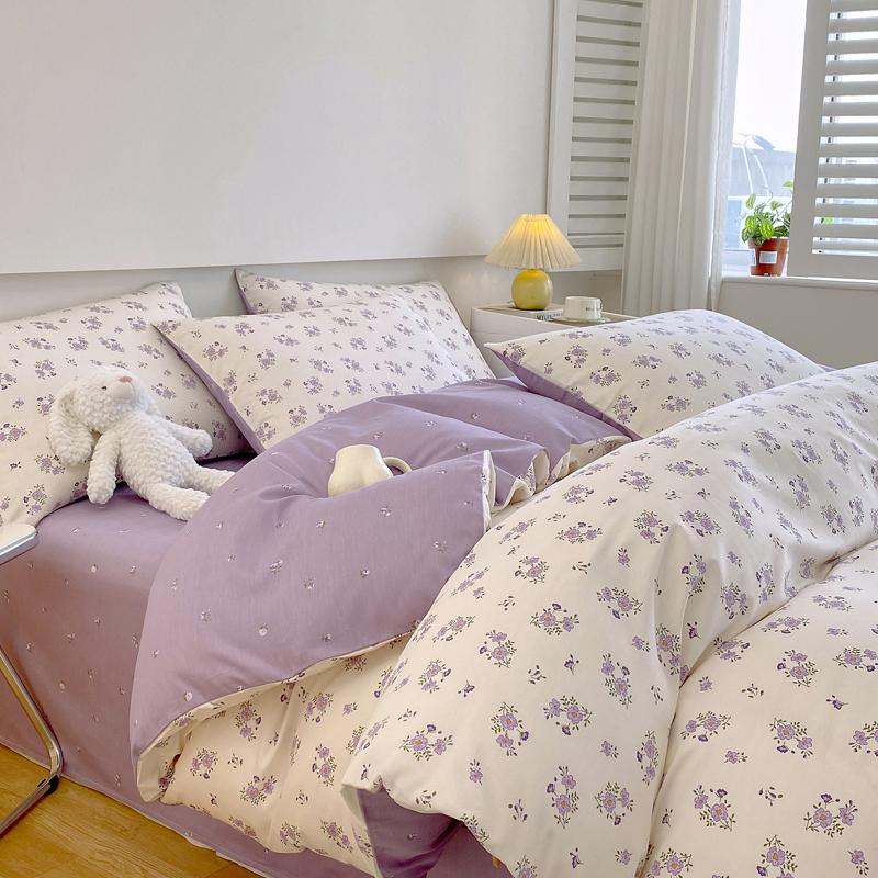 Luxury 100% Cotton Floral Duvet Cover Set 3-Piece (1 Duvet Cover + 2 Pillowcases) - Wrinkle-Free, Hotel Quality Bedding Set