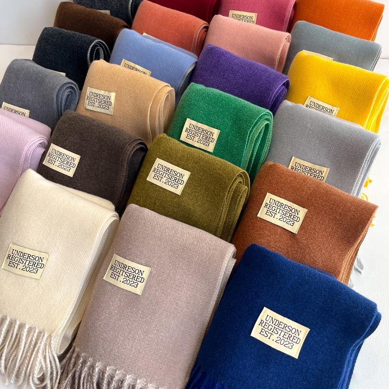 Red scarf men's and women's winter high-end sense new imitation cashmere versatile thickened neck protector knitted shawl