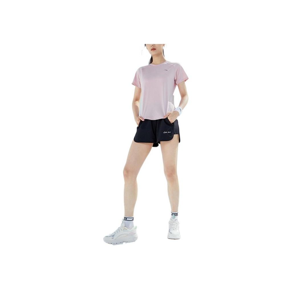 Anta Training Series Solid Color Breathable Five-Point Shorts Women shorts Black 962227715-2