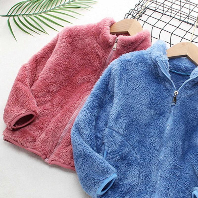 Pluszowy płaszcz zapinany na zamek dla dzieci w wieku 2-8 lat