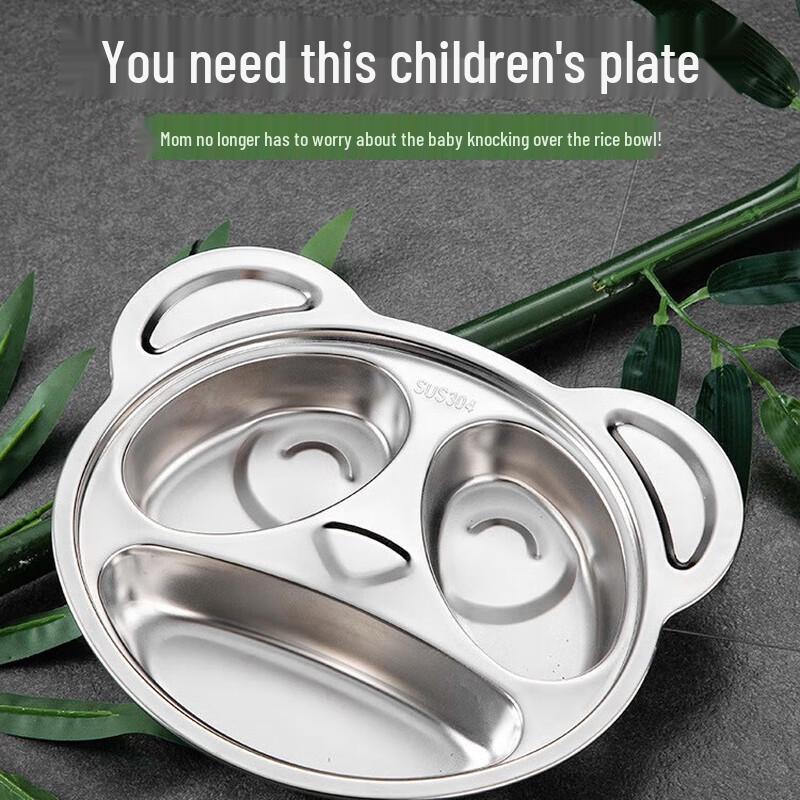 Changbaosen 304 Stainless Steel Divided Cartoon Panda Kids Plate
