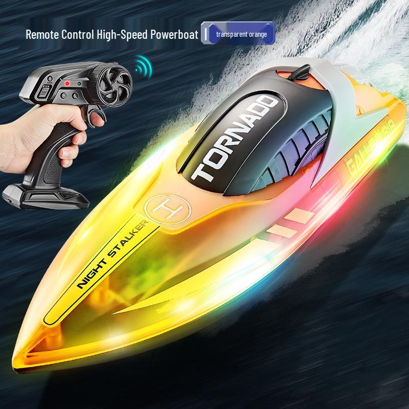 HJ819 Remote Control Speedboat: High-Speed, Rechargeable 2.4G RC Boat with LED Lights, Perfect for Kids