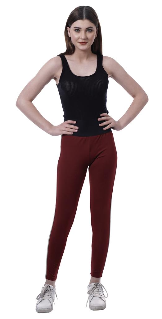 Moomaya High Waist Leggings For Women Side Strips Soft Workout Yoga Pants