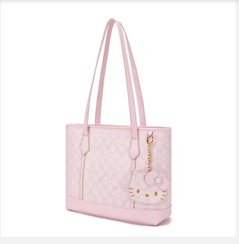 Sacola Tote Estampada Menina Fofa Rosa Grande Capacidade Bolsa de Mão Feminina Para Deslocamento Bolsa de Ombro Pu