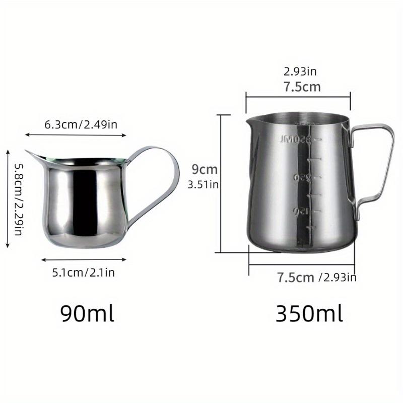 Milk Frothing Pitcher with Measurement Scale 350ml/500ml Coffee Latte Art Jug Creamer Cup for Espresso Cappuccino Barista Tools