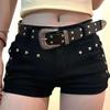 Trendige Spicy Orange Low-Rise Wide-Leg Jeansshorts für Damen - Schlankmachend, Hüftbetonend und Perfekt für Frühling/Sommer.