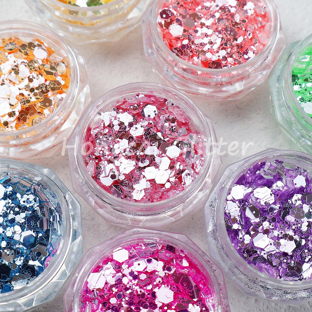 Crystal rainbow Multi-color Chunky Glitter Bulk Mix Nail Art Tumbler Crafts Glitters Christmas Decorations