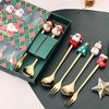 6Pcs Christmas Fork And Spoon Set,Stainless Steel Creative Tableware,Coffee Tea Dessert Forks And Spoons Gift Set