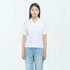 Korean Traditional Layered Collar Short Sleeve T-Shirt - Black / White