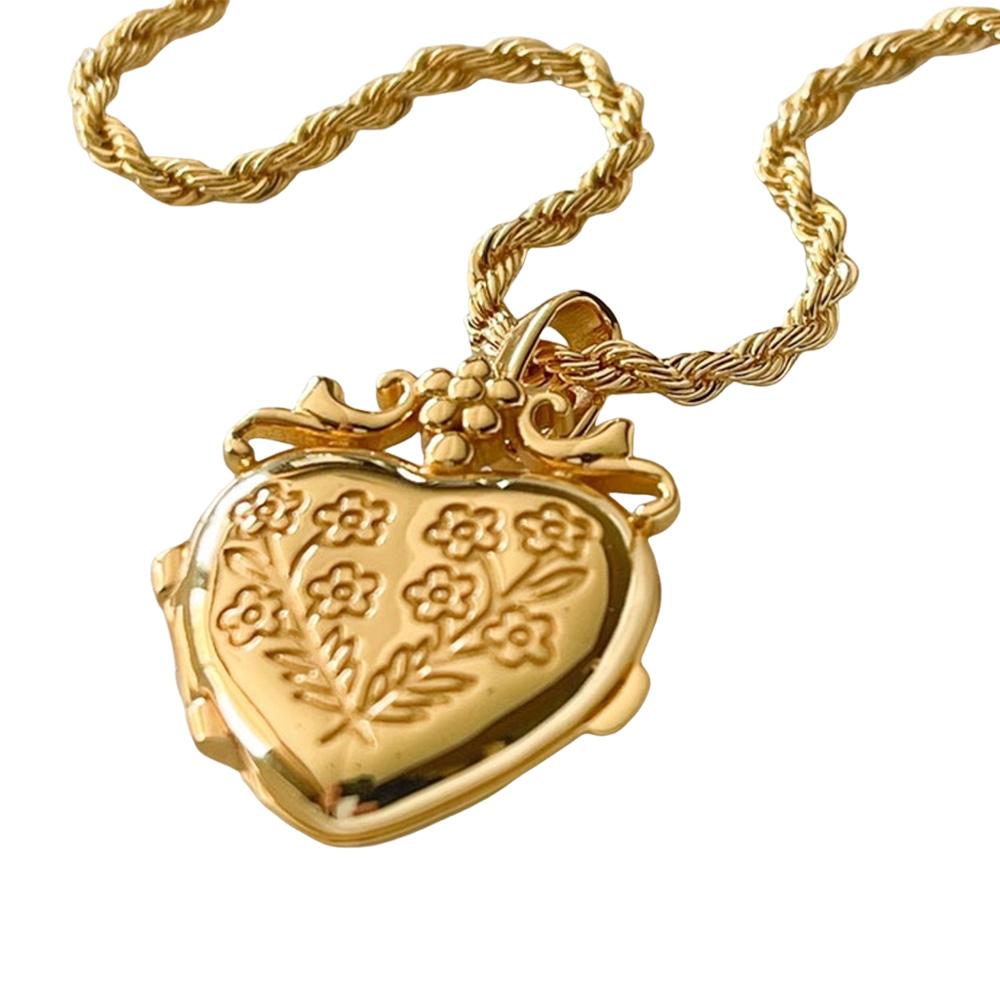Heart-Shaped Necklace Heart Locket Non-Tarnish Couples Necklaces Lockets Necklace  for Women