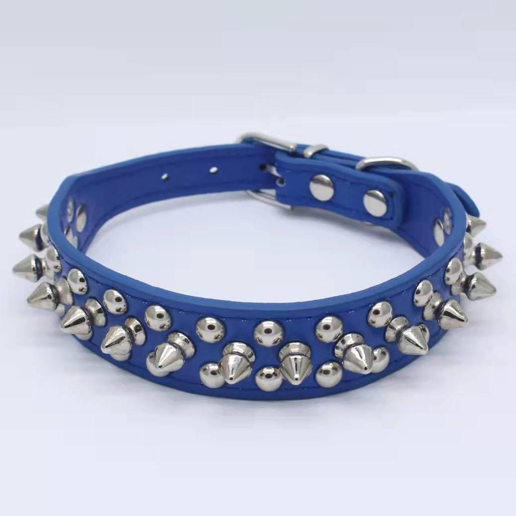 Punk Style Anti-Bite PU Leather Pet Collar with Rivets for Cats and Dogs
