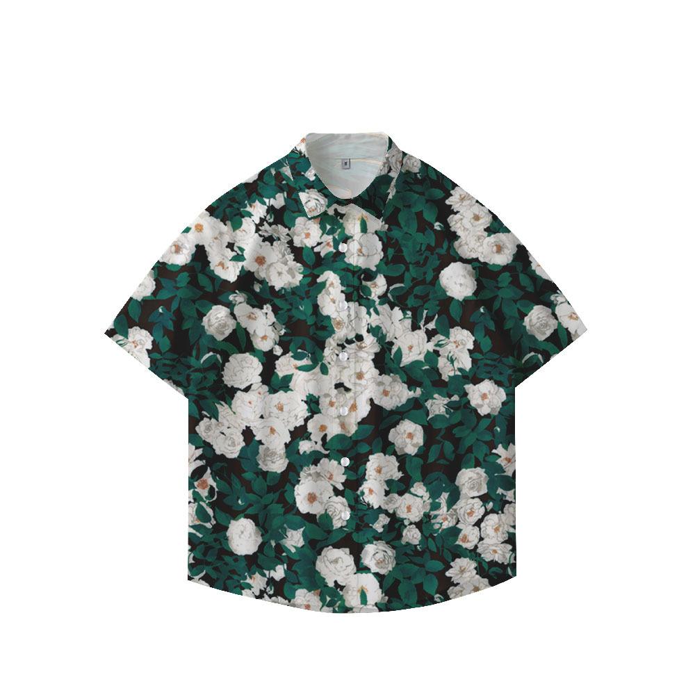 Summer 3D Printed Short Sleeve Flower Shirt Men'S Vintage Hawaiian Beach Casual Loose Men'S Large Size Shirt