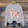 Breast  Sweatshirts For WomenRibbon Breast  Shirt Cute Dog Graphic  Long Sleeve Tops