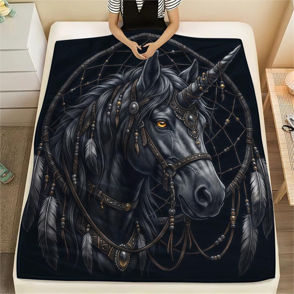 Dreamcatcher Animals Print Flannel Blanket,High quality Comfortable for All Seasons,Home Decor,Warmth and Comfort,Perfect for Christmas Gifts