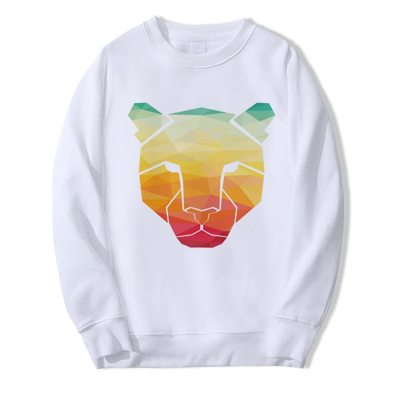 

Свитер Harajuku Толстовка с круглым вырезом Красочный геометрический Лев Подарок Художественный призматический принт Мода Свободный белый Топ большого размера Xs-5Xl