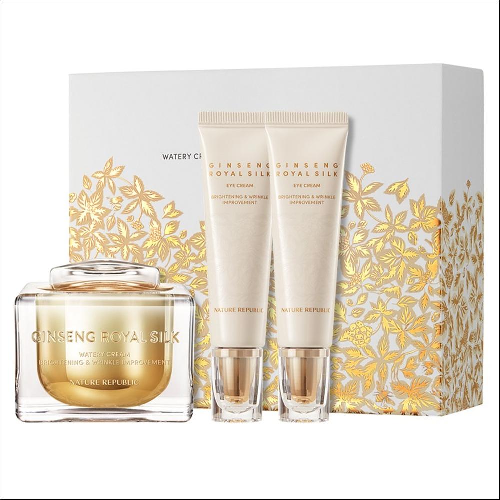 Набор из 3 предметов Nature Republic Ginseng Royal Silk: Увлажняющий крем и крем для век (Водянистый крем 60 мл + Крем для век 30 мл x 2 шт.) 1SET