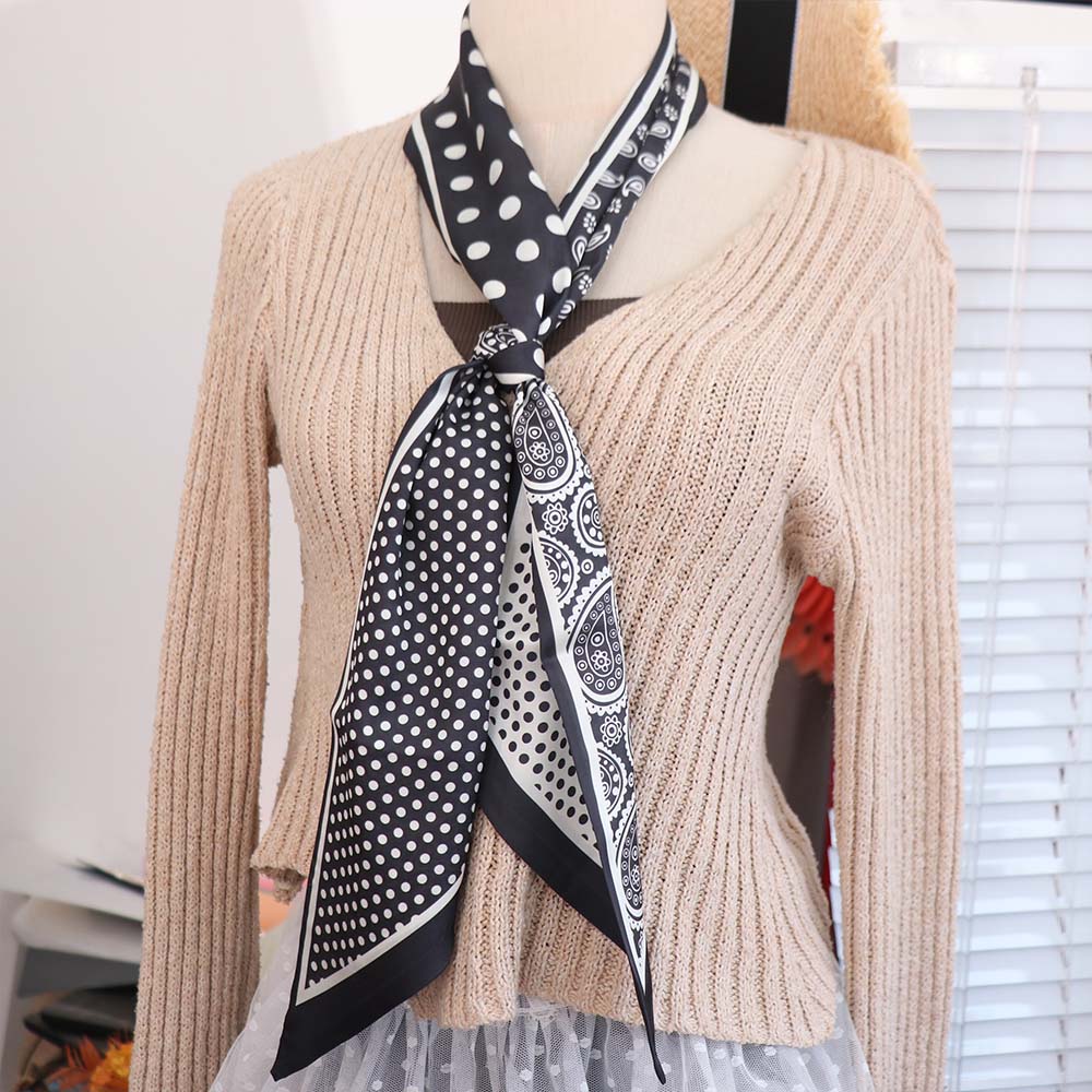 Cashew Nut Print Polka Dot Scarf Ribbon Long Scarves Retro Scarf Headband  Multifunction