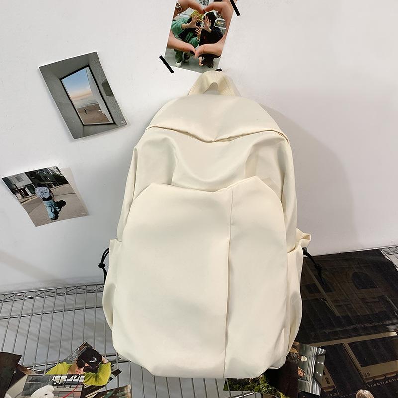 Schoolbag New Casual Backpack Large Capacity Simple Trendy Cool Computer Backpack Medium College Student Solid Color Schoolbag Lightweight