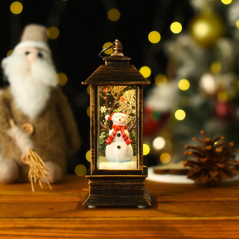 Santa Claus Light-Up Phone Booth Lantern: Christmas Tabletop Oil Lamp Ornament