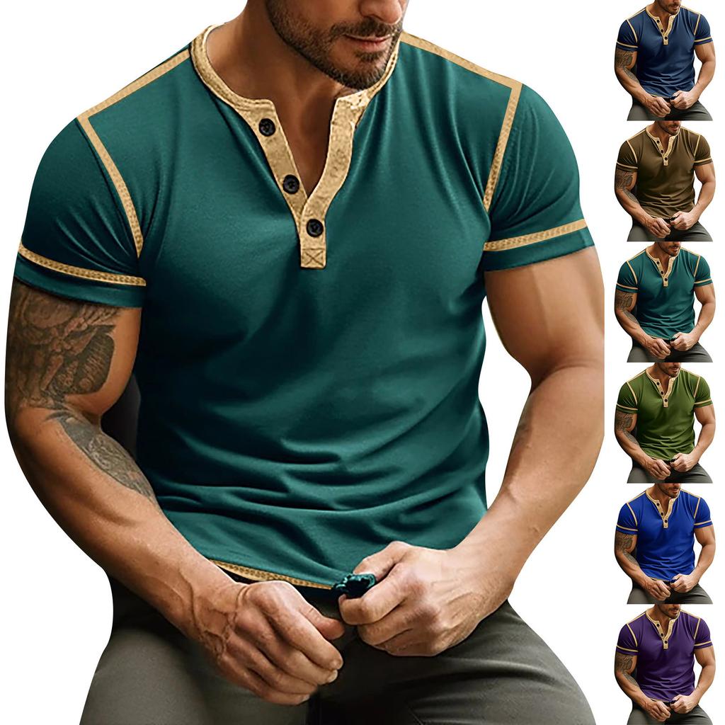 Men'S Solid Color Short Sleeved T-Shirt Casual Bottom Shirt Top