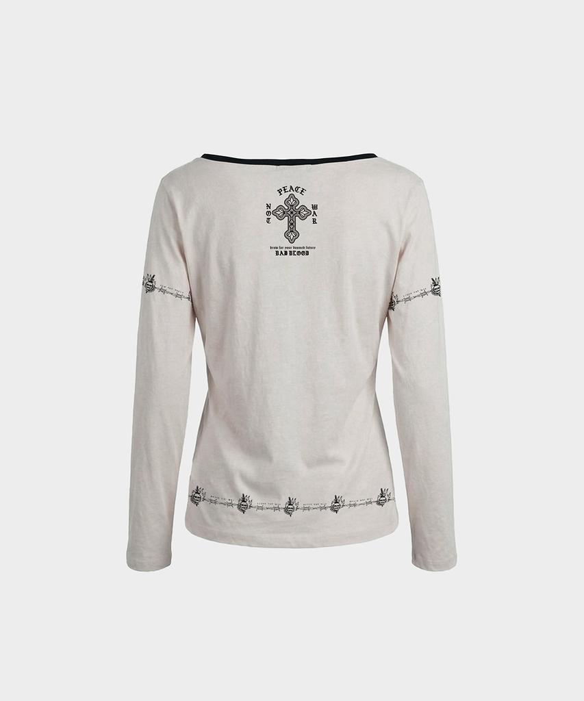 BADBLOOD Peace Not War Print Loose Fit Long Sleeve - White