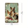 Vintage Christmas Corgi Metal Tin Sign, Retro Iron Wall Art for Gym, Cafe, Garage, Restaurant, Home, Forest, Garden - Indoor & O