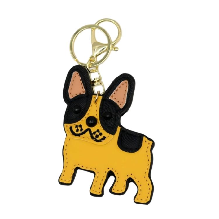 Bulldog Key Holder for Car Keys and Bags PU Leather Keychain Animal Lover Keyring Pendant Stylish Backpack Decoration