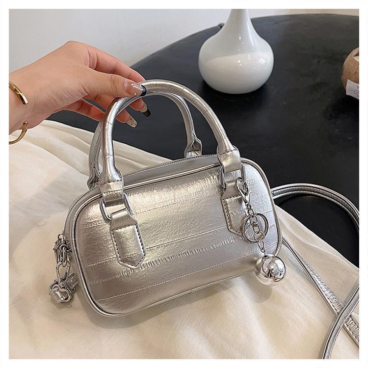 IELGY Summer Hot Silver Bowling Bag, Stylish Portable, One Shoulder Crossbody Pillow Bag