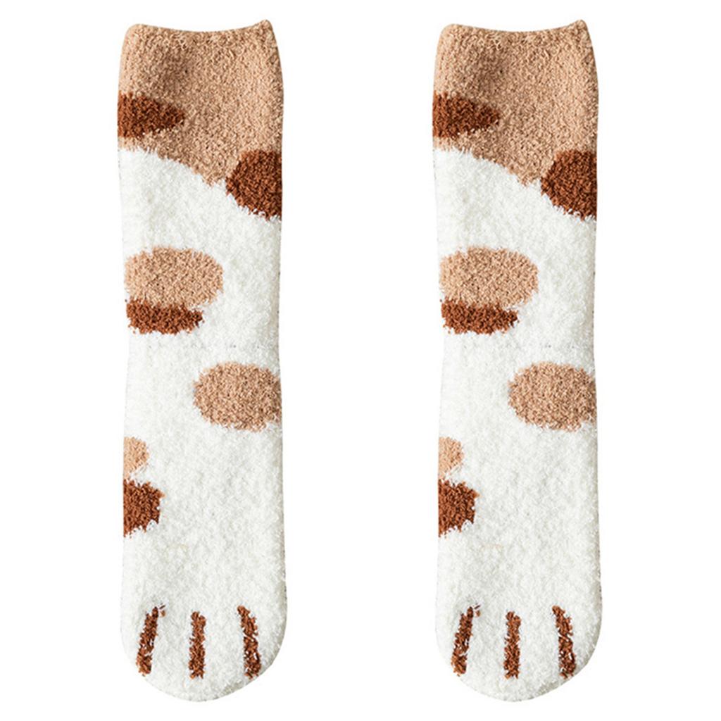 Winter Warm Fluffy Socks Thickened Cute Cat Paw Socks Super Soft For Female House Sleeping Floor Sox Home Clothing Accessories