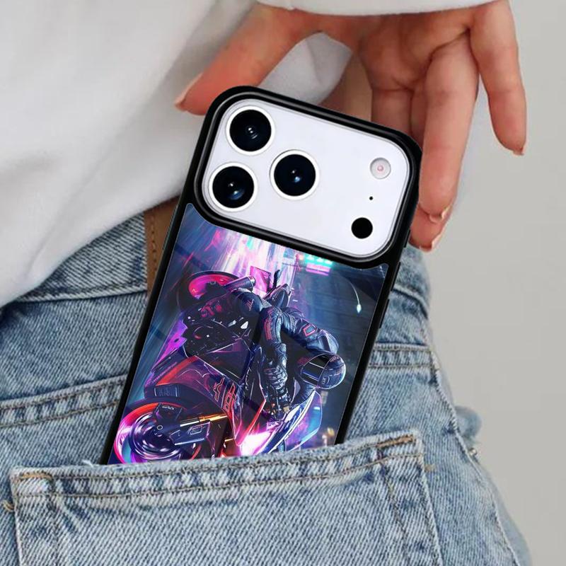 Road Bike Neon City Retro 1980 Phone Case for iPhone 17ProMax 12 13 14 15 16e 17 Pro Max Plus Air Cover