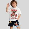 Children's Polyester Short-sleeved Shorts Set with "One Piece" Cartoon Print Boy's Sports Shirt for Summer T-shirt Set of 2 Pieces