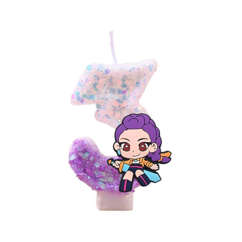 New Kpop Anime Demon Hunters Theme 3D Digital Candle Birthday Cake Decoration Number 0-9 Candle Kids Party Accessory Supply Gift