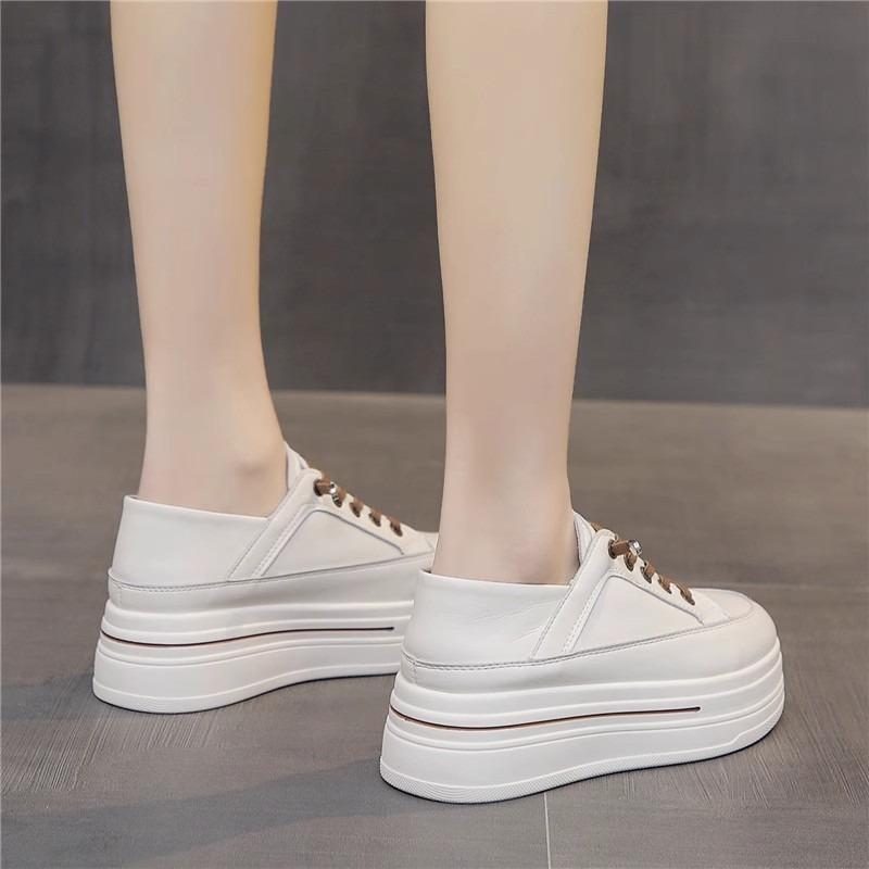Leather little white shoes inner height increase women's shoes spring and summer new platform casual shoes sports shoes muffin single shoes