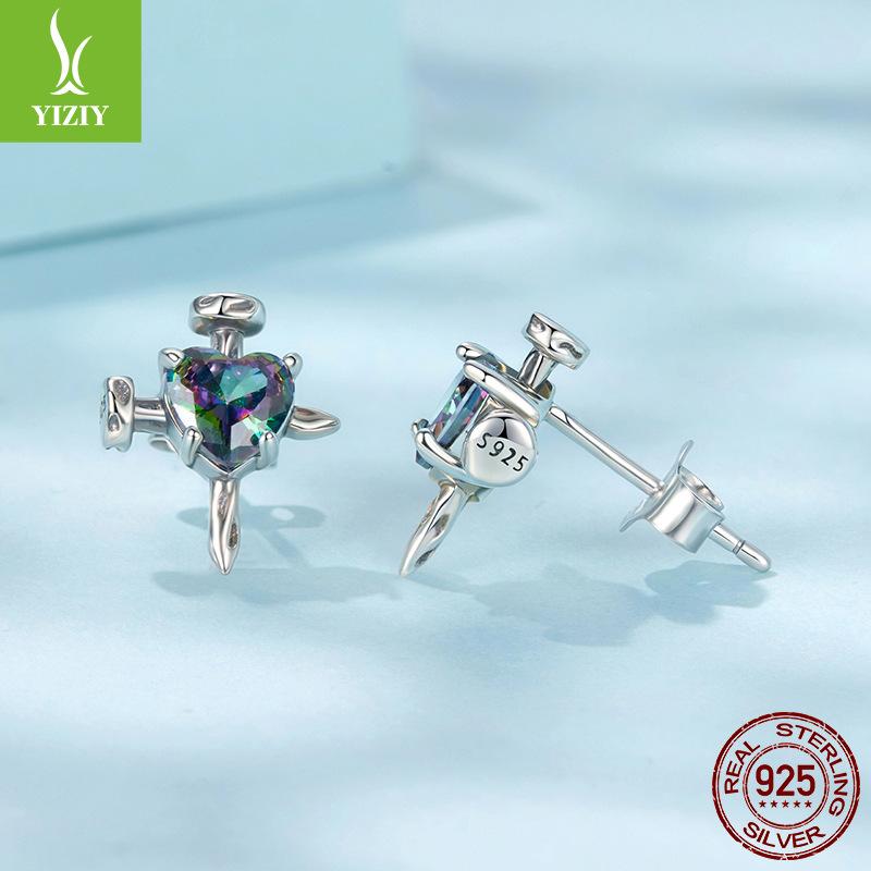 Personalized Retro Love Cross Earrings Men And Women Niche Trend S925 Sterling Silver Earrings