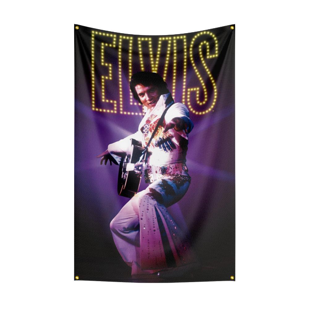 E-Elviss Flag Rock Music Band Banner HD Printing Tapestry Exhibition, Music Band Fans, Garage Decor
