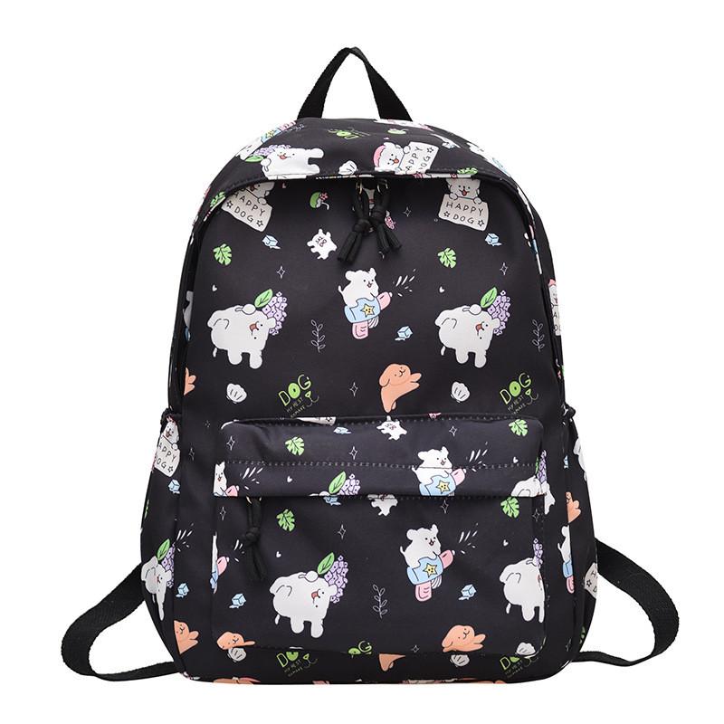 Capacity Large Simple Backpack With Maltese Print Design For Students Daily