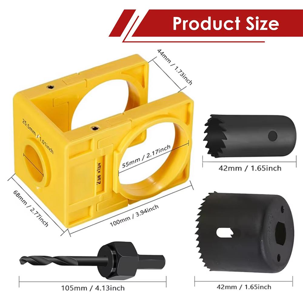 New Adjustable Door Lock Installation Kit Plastic Guide Template With Carbon Steel Door Lock Hole Saw For 35-43mm Door Thick