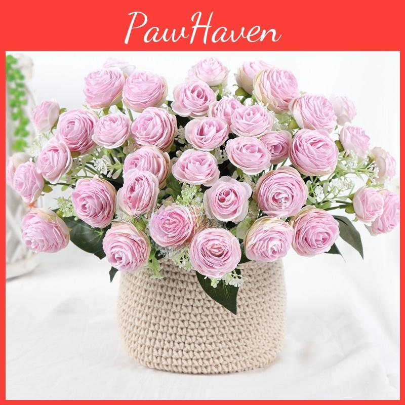 Rose Artificial Flower Bouquet With Silk Material For Home Wedding Decoration