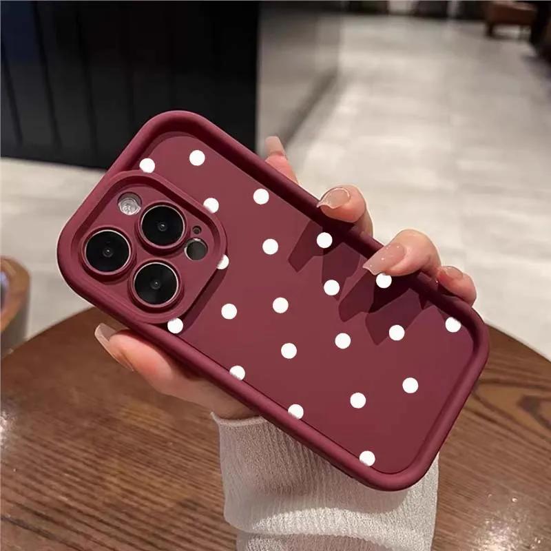 Hülle Für IPhone 16 13 15 11 12 14 17 Pro Max 16 Plus 17 Air 17 Pro 13 Mini 16E Niedliche INS Erdbeere Pünktchen Silikonhülle