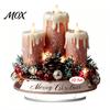 Decorative Holiday Figurines Christmas Candle Ornament, 2D Flat Acrylic Ornament with Base, Tree Decorations Snowman Reindeer Festive Table