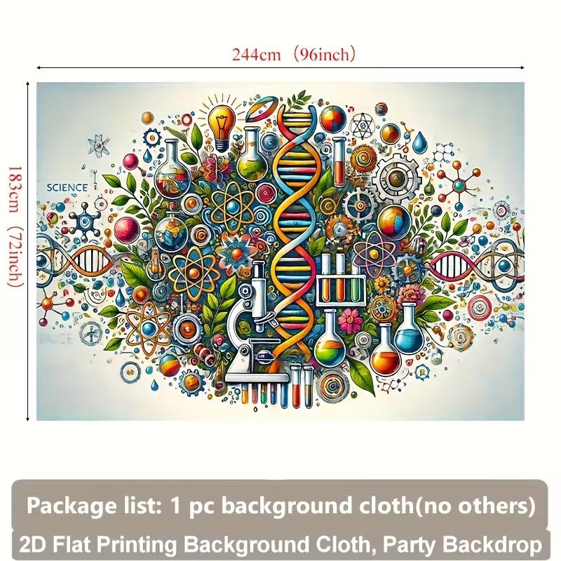 Colorful DNA Science Backdrop, STEM Education Classroom Photography Background