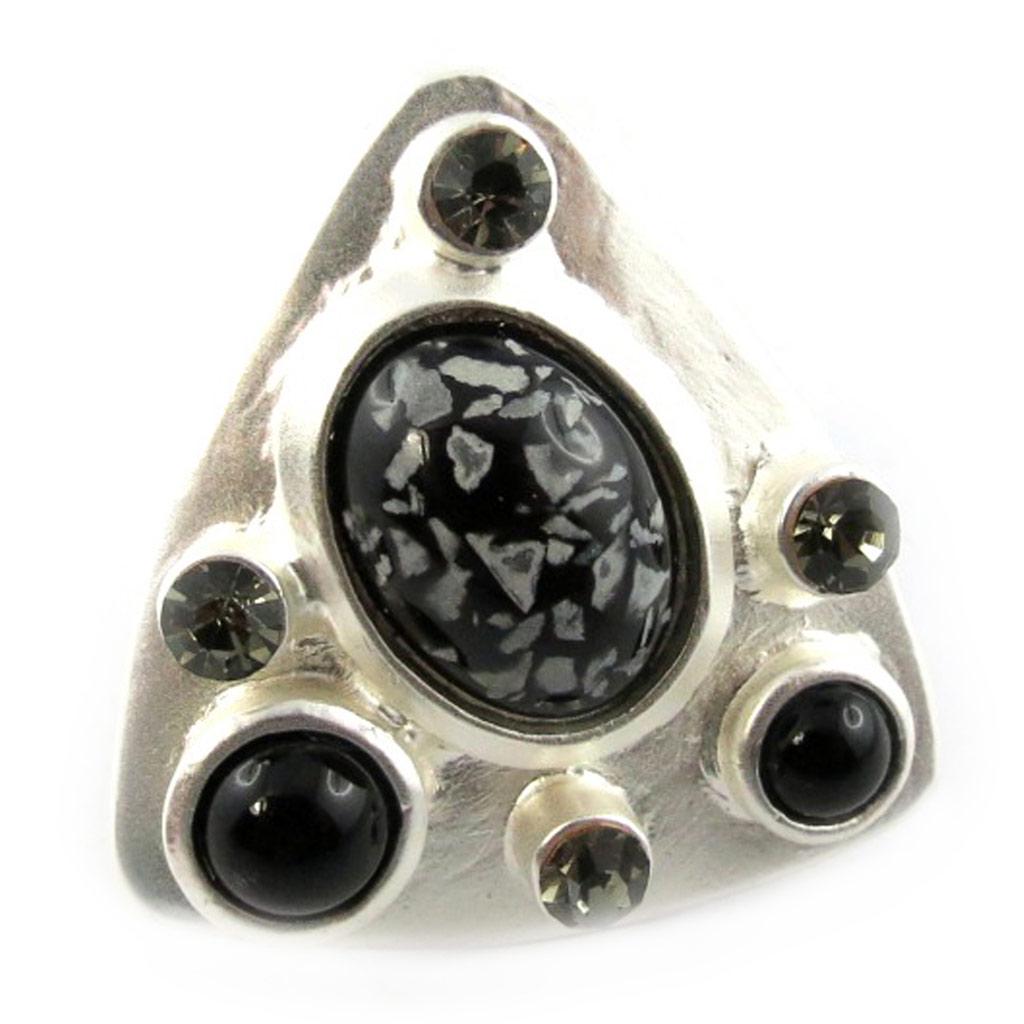 Dolce Vita [F9140] - Silver Black 'Creativity' Designer Ring