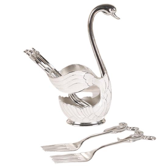 European Swan Spoon Fork Shape Base Fruit Salad Set for Kitchen Dinner