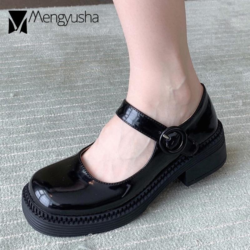 Fashion Japanese Lolita Shoes Girls Platform Flats Belt Strap Mary Jean Cosplay Maid Footwear Women Square Toe Loafers Ladies Boat Shoes