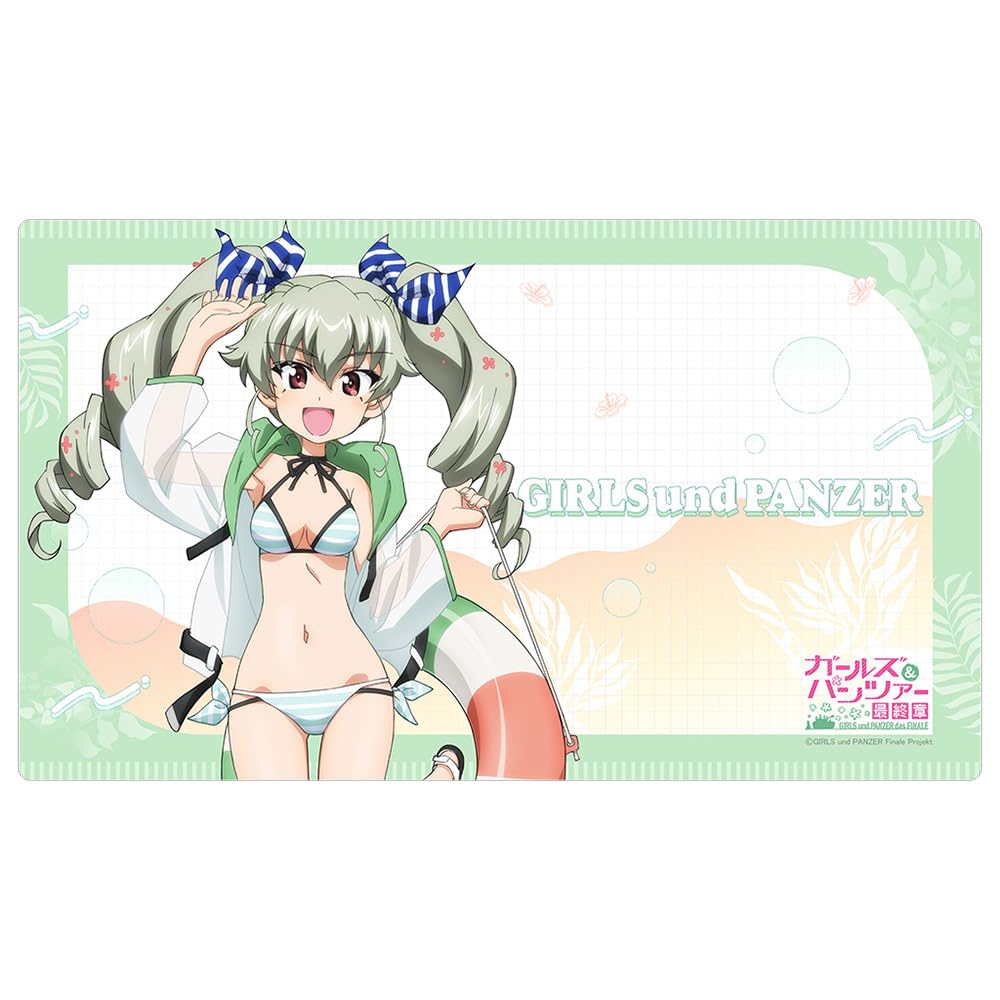 Girls Panzer Final Chapter Original Illustration Rubber Mat 60cm x 35cm x 2mm Polyester Key-th & (Anchovy/Resort Swimsuit) Approx. (width) (height)