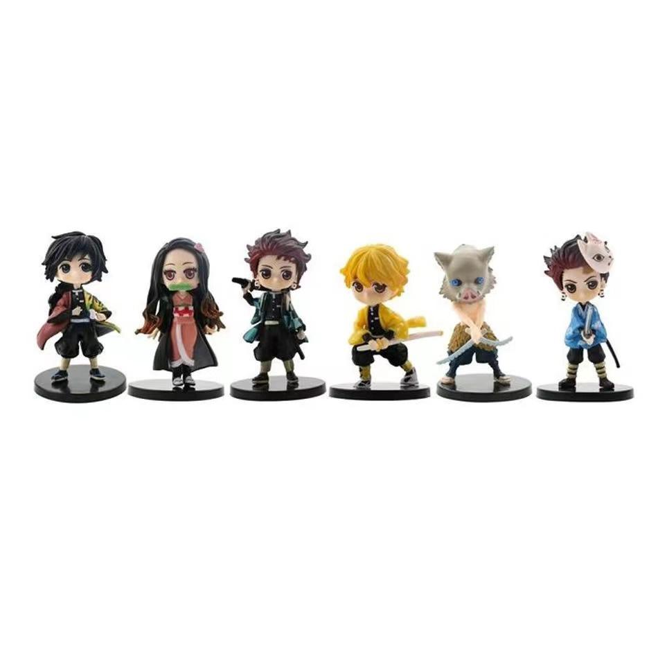 Q Posket Figur Dämonentöter Mini-Figur 6 Stück/12 Stück/Sets Kimetsu No Yaiba Kleine PVC-Puppen Schreibtischdekoration