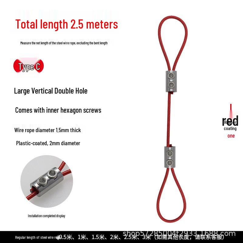 Adjustable Steel Wire Rope with Plastic Coating - Light & Picture Hanging System with Lock Buckle