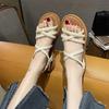Flat Sandals Women's Elastic Strap Sleeve Cross Soft Bottom Student Casual Sandals